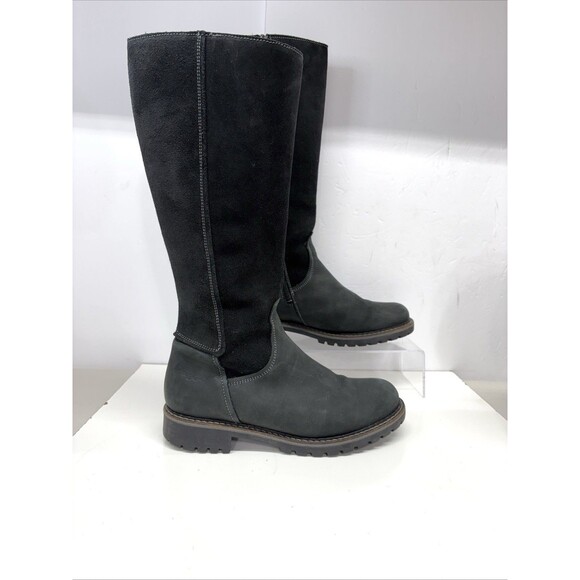 Bos & Co Hudson Womens Waterproof Wool-Lined Tall Boots EU39 Black Green Leather - Picture 1 of 9